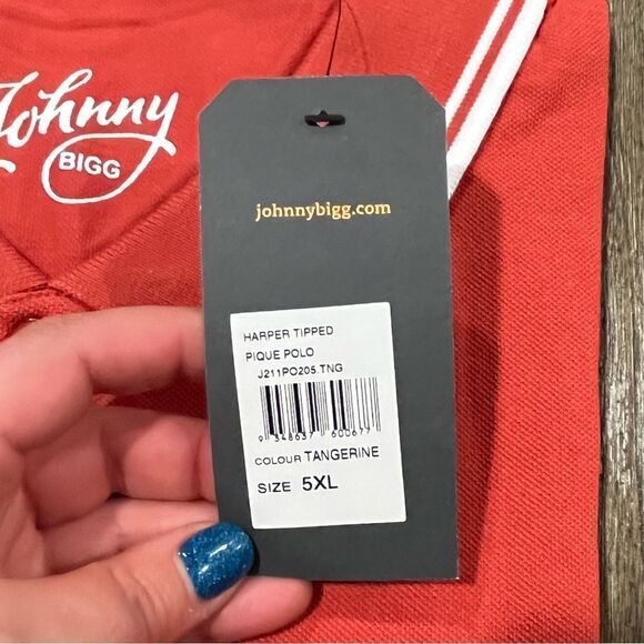 NWT Johnny Bigg Harper Tipped Pique Polo Shirt Tangerine - Size 5X - Picture 6 of 6